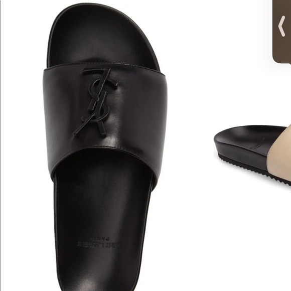 Saint Laurent Black Leather Sandals